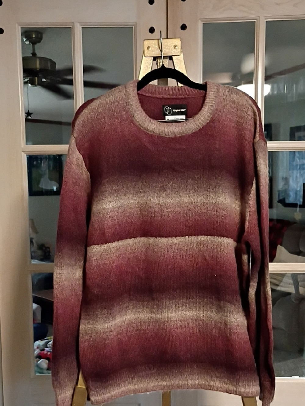 Original Use Maroon and Taupe Ombre Crewneck Sweater